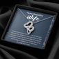 To My Beautiful Wife Double Heart Necklace Message Card