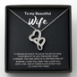 To My Beautiful Wife Double Heart Necklace Message Card