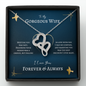 To My Gorgeous Wife Double Heart Necklace Message Card
