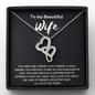 To My Beautiful Wife Double Heart Necklace Message Card