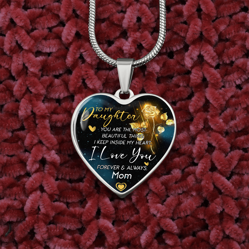 To My Daughter Heart Pendant Necklace TongueOut Shop