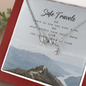 Safe travels Scripted Love Necklace Message Card