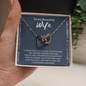 To My Beautiful Wife Interlocking Heart Necklace Message Card