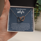To My Beautiful Wife Interlocking Heart Necklace Message Card