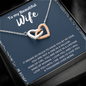 To My Beautiful Wife Interlocking Heart Necklace Message Card