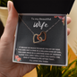 To My Beautiful Wife Interlocking Heart Necklace Message Card