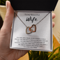 To My Beautiful Wife Interlocking Heart Necklace Message Card