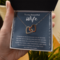 To My Beautiful Wife Interlocking Heart Necklace Message Card