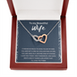 To My Beautiful Wife Interlocking Heart Necklace Message Card