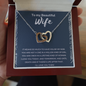 To My Beautiful Wife Interlocking Heart Necklace Message Card