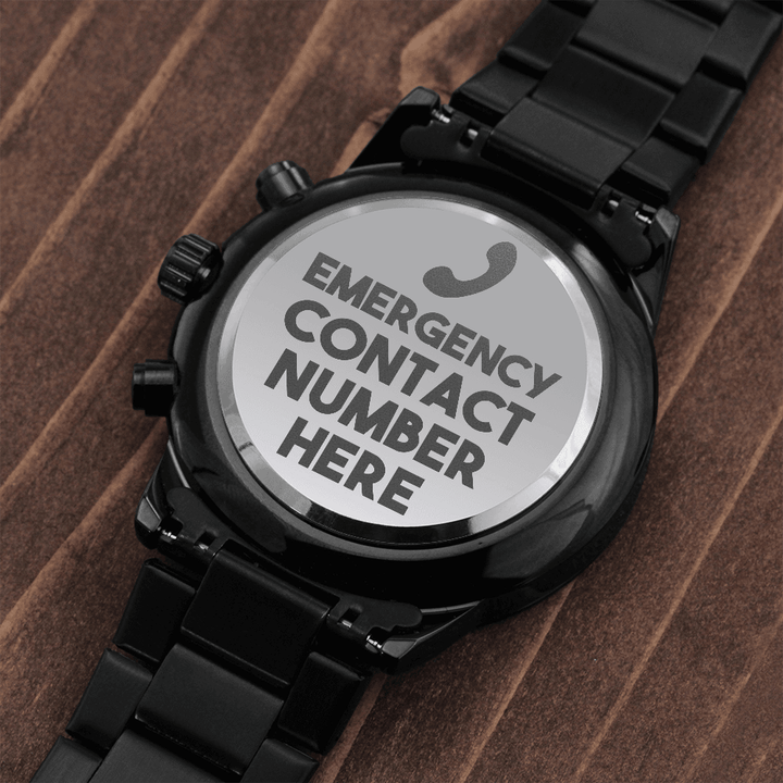 Customized Engraved Design Black Chronograph Watch - TongueOut Shop