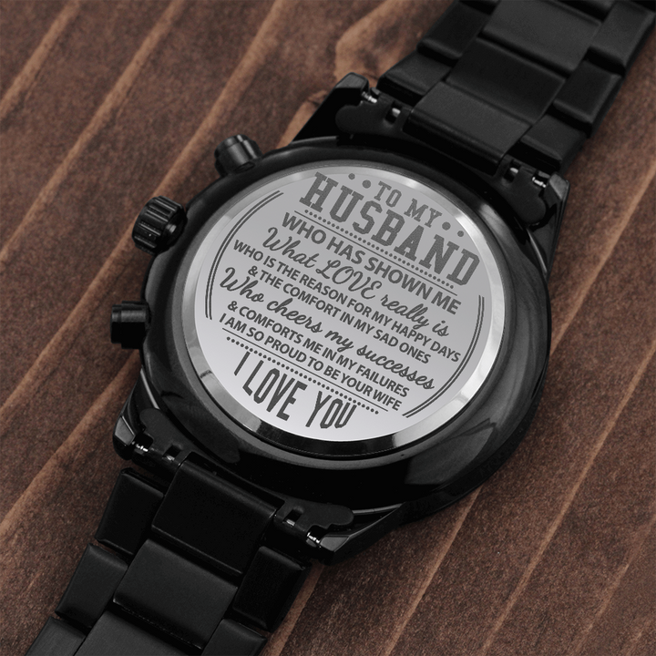 To My Husband From Wife Engraved Watch for Men