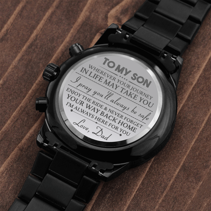 To My Son From Dad Engraved Watch for Men TongueOut Shop