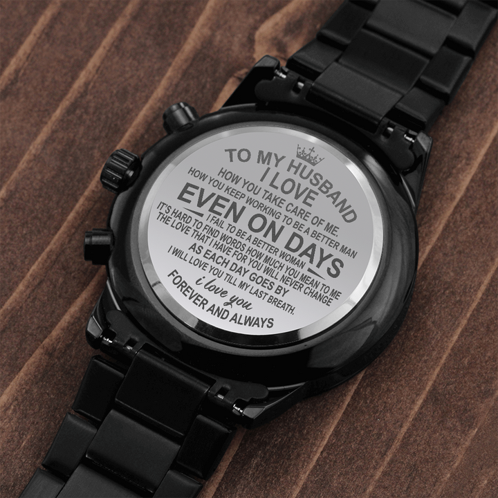 To My Husband from Wife Engraved Watch for Men Anniversary Gifts