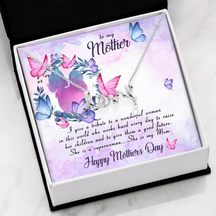 To My Mother Scripted Love Necklace Message Card