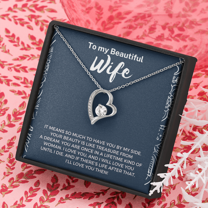 To My Beautiful Wife Forever Love Necklace Message Card