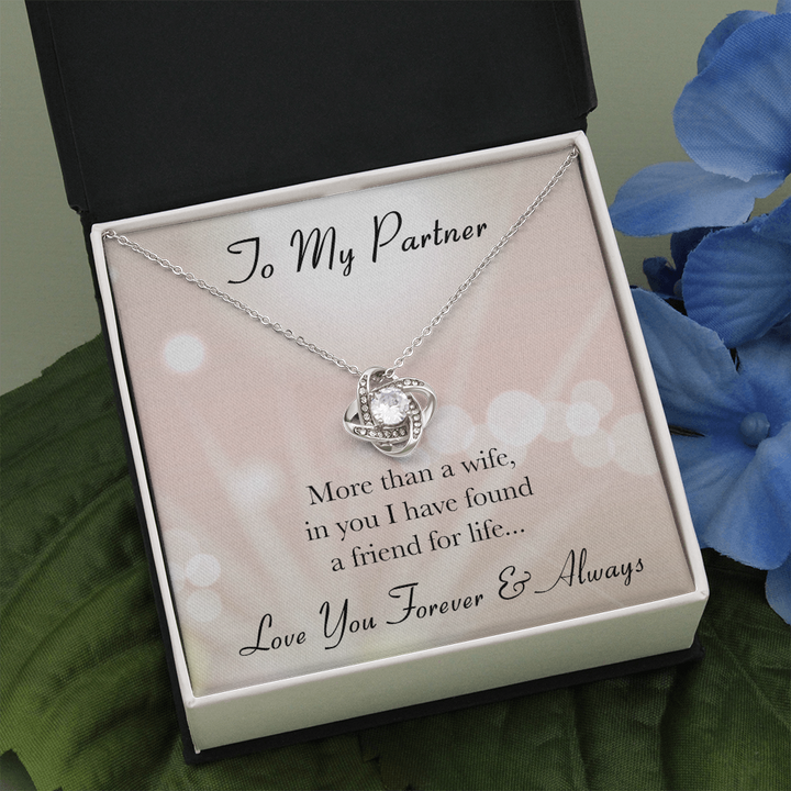 To My Partner Love Knot Necklace Message Card