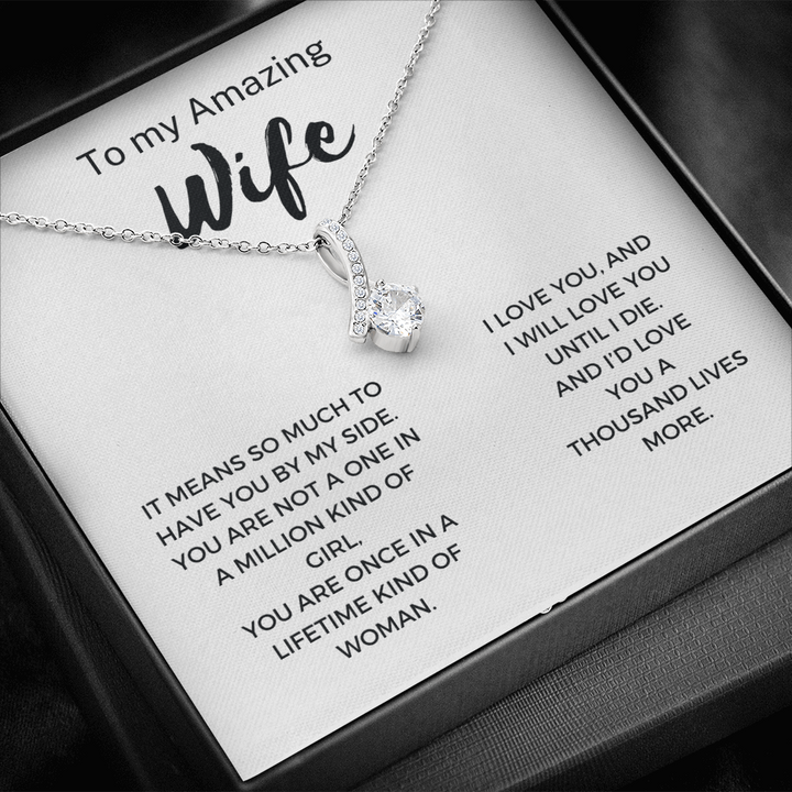 To My Amazing Wife Alluring Beauty Necklace Message Card