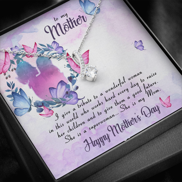 To My Mother Alluring Beauty Necklace Message Card
