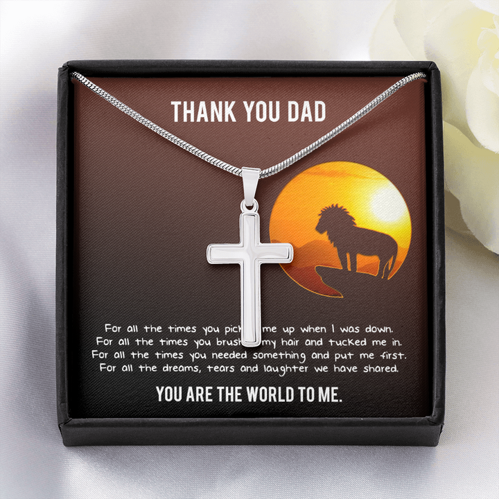 To My Excellent Dad Cross Necklace Message Card