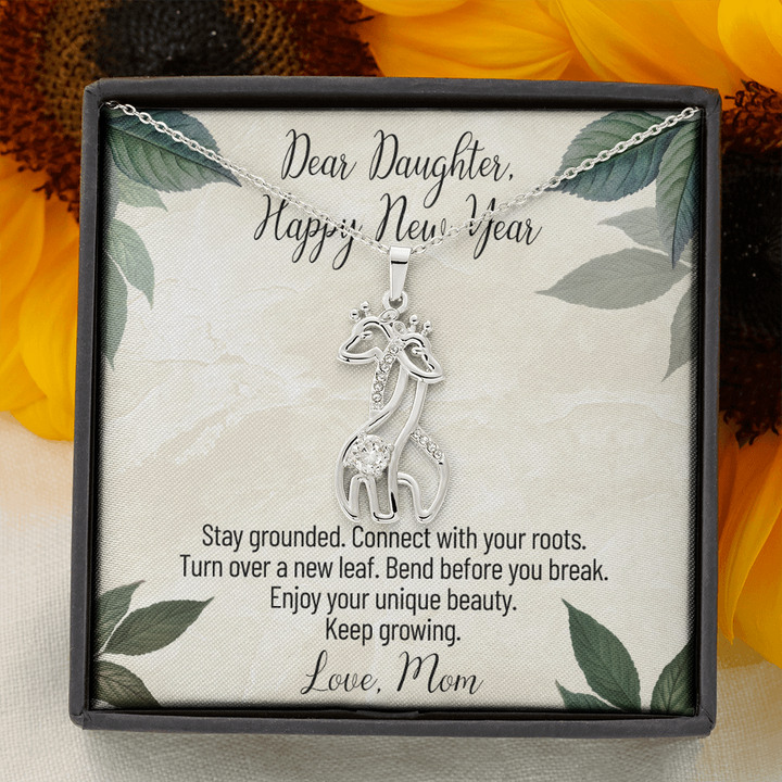 To My Daughter Graceful Love Giraffe Necklace Message Card